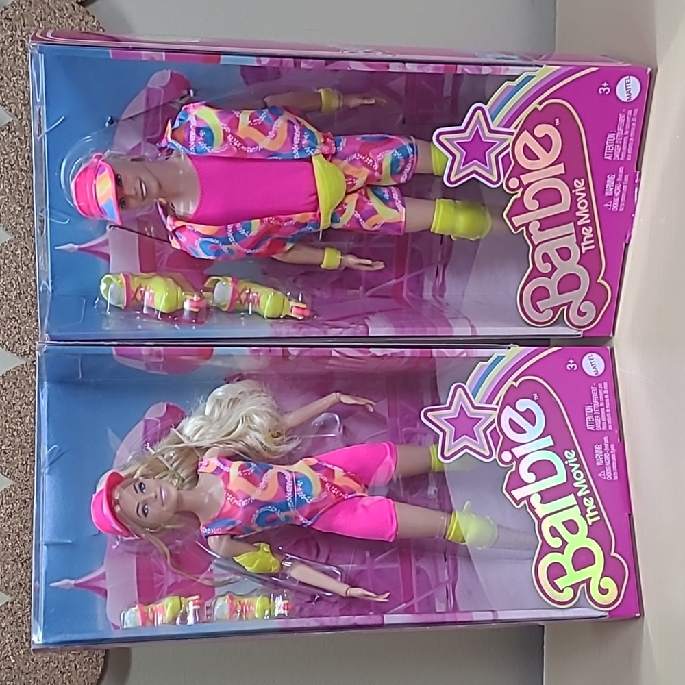 Margot Robbie as Barbie and Ken wearing Retro Inline Skate Outfits Skates Bundle
